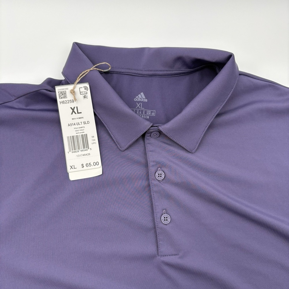 Adidas NWT Mens Polo Shirt XL Tech Purple A514 Golf Primegreen DAMAGED READ